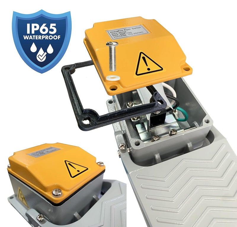 HimaPro Foot Control Switch Pedal ON Off Momentary Switch Deadman Style Aluminum Cast, 15A 110-250 VAC IP65 SPDT NO NC (50122) - Image 3